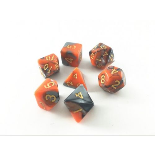 Silver and Orange Blend Roleplaying Dice Set ideal for DND